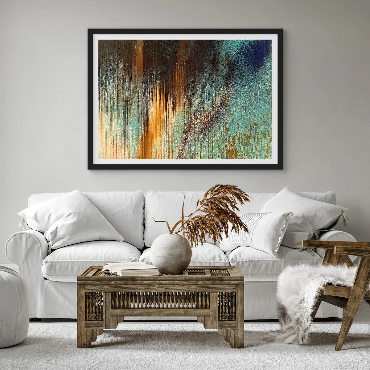 Pôster com moldura preta - Uma composição colorida não acidental - 70x50 cm
