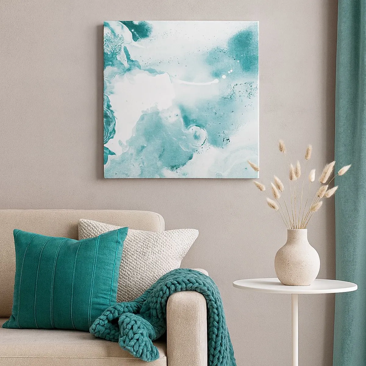 Quadro em tela - Inundado em azul - 30x30 cm