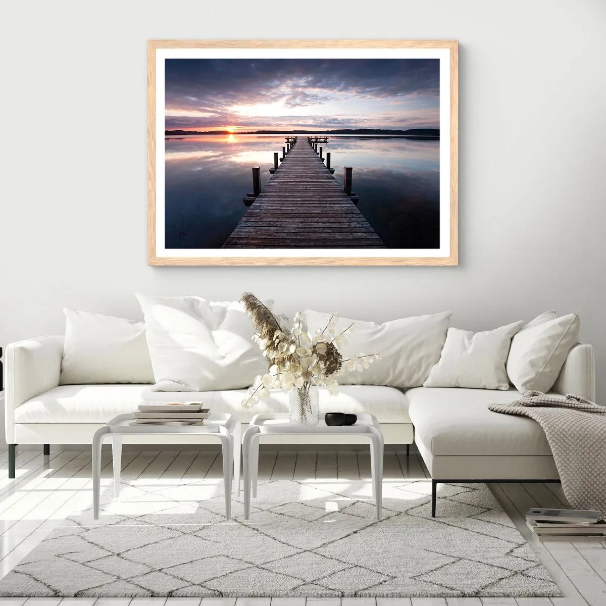 Pôster com moldura de carvalho claro - A tranquila fronteira do dia e da noite - 70x50 cm