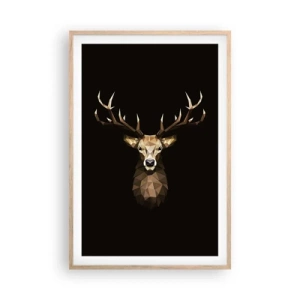 Pôster com moldura de carvalho claro - Veado cubista - 61x91 cm