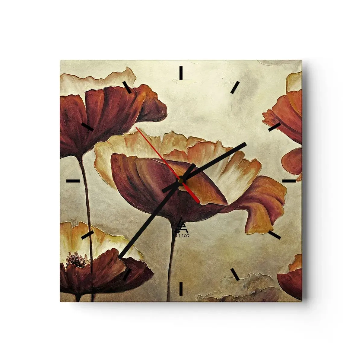 Relógio de parede - Relógio em vidro - Prados e pradarias - 40x40 cm