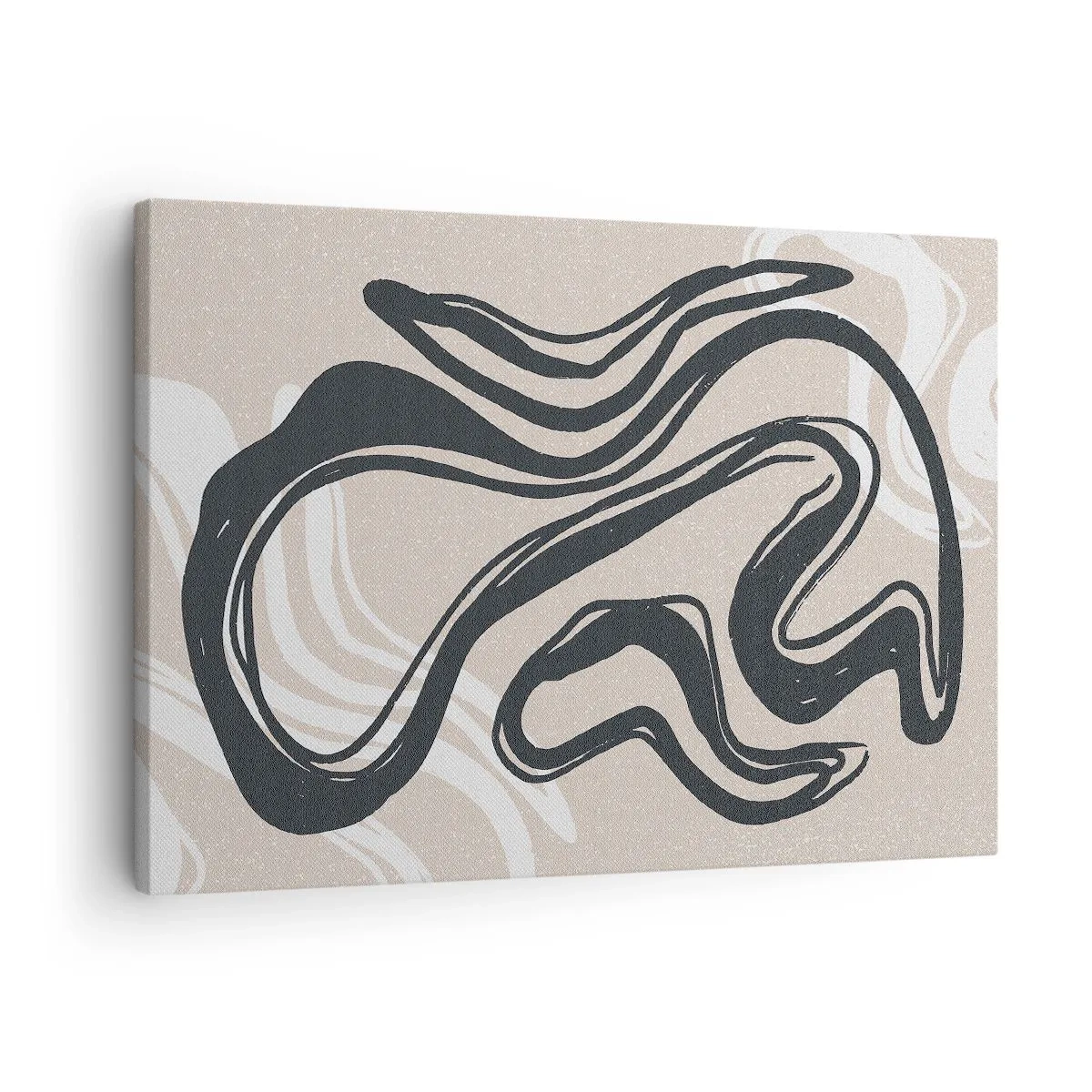 Quadro em tela - Linhas abstratas em tons escuros sobre fundo bege - 70x50cm - Expressão multiplicada - Decoração de parede moderna para a sala de estar e quarto ARTTOR