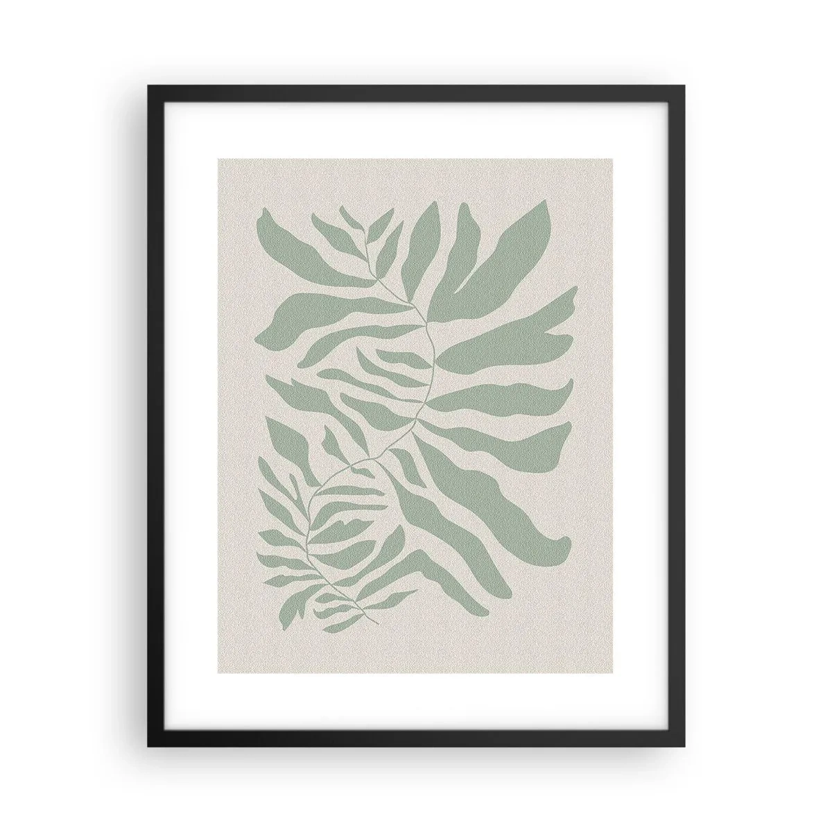 Pôster com moldura preta - Galho esmeralda - 40x50 cm