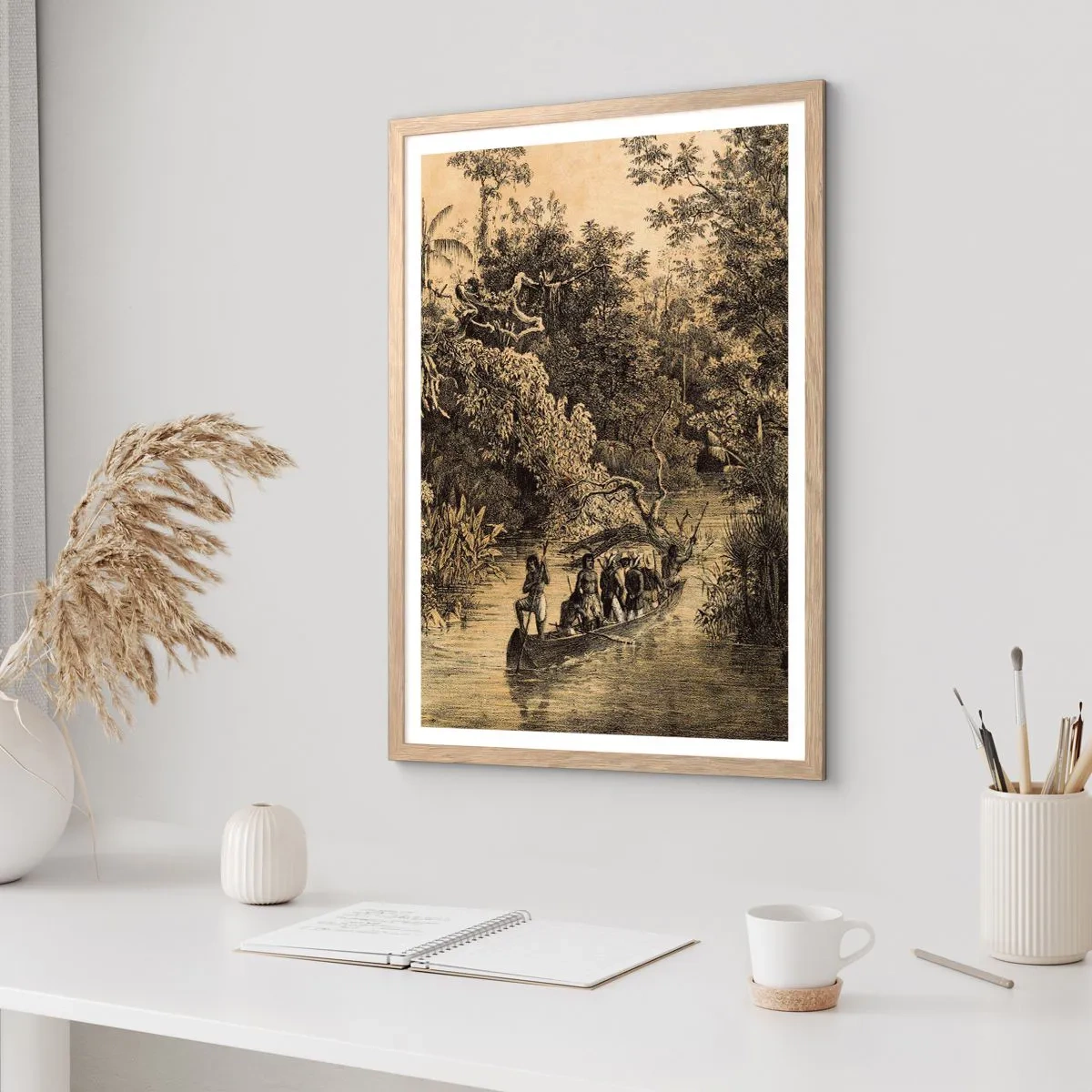 Pôster com moldura de carvalho claro - Viagem à fonte - 50x70 cm