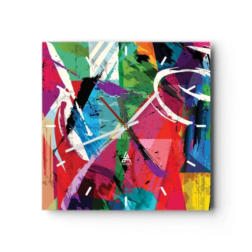Relógio de parede - Relógio em vidro - Rápido, vivo e animado - 40x40 cm