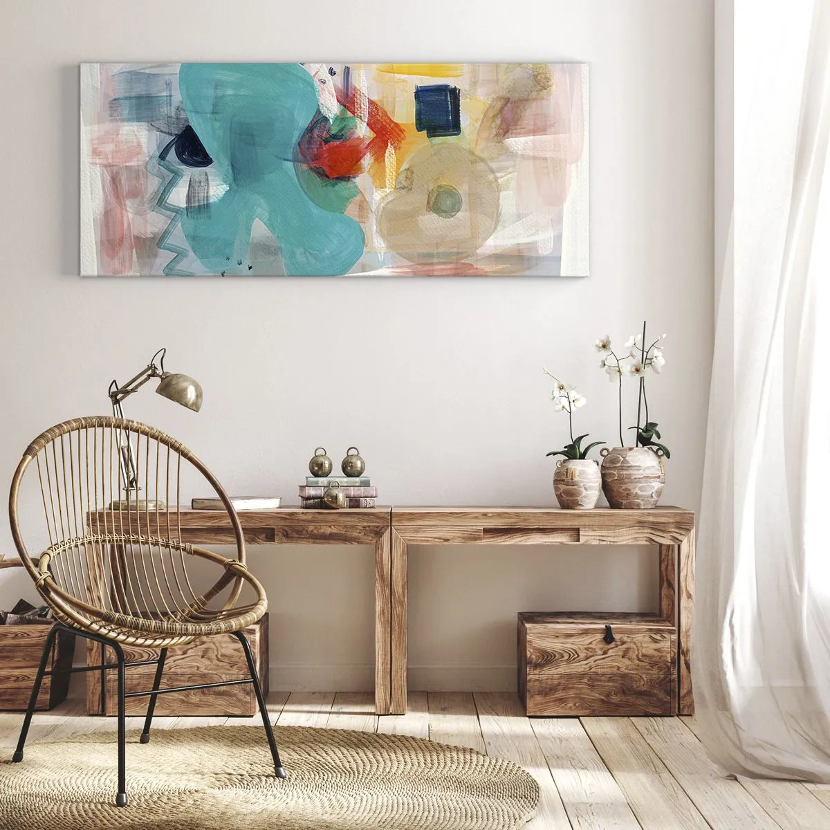 Quadro em tela - Jogo colorido - 120x50 cm