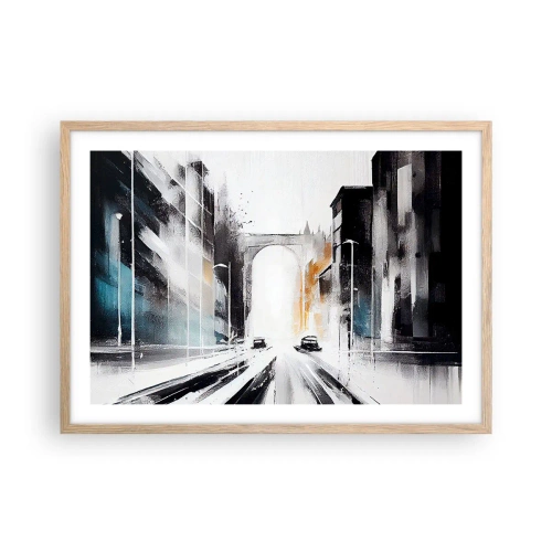 Pôster com moldura de carvalho claro - Estudo da cidade: arquitetura e movimento - 70x50 cm