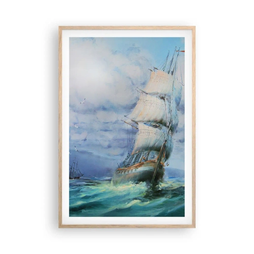 Pôster com moldura de carvalho claro - Bons ventos - 61x91 cm