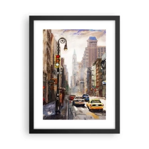 Pôster com moldura preta - Nova York – colorida também na chuva  - 30x40 cm