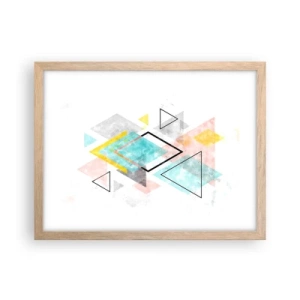 Pôster com moldura de carvalho claro - Jogo geométrico - 40x30 cm