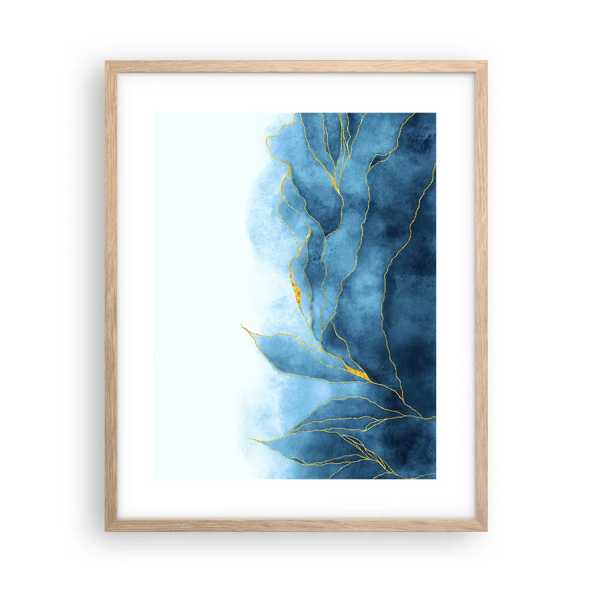 Pôster com moldura de carvalho claro - Azul dourado - 40x50 cm
