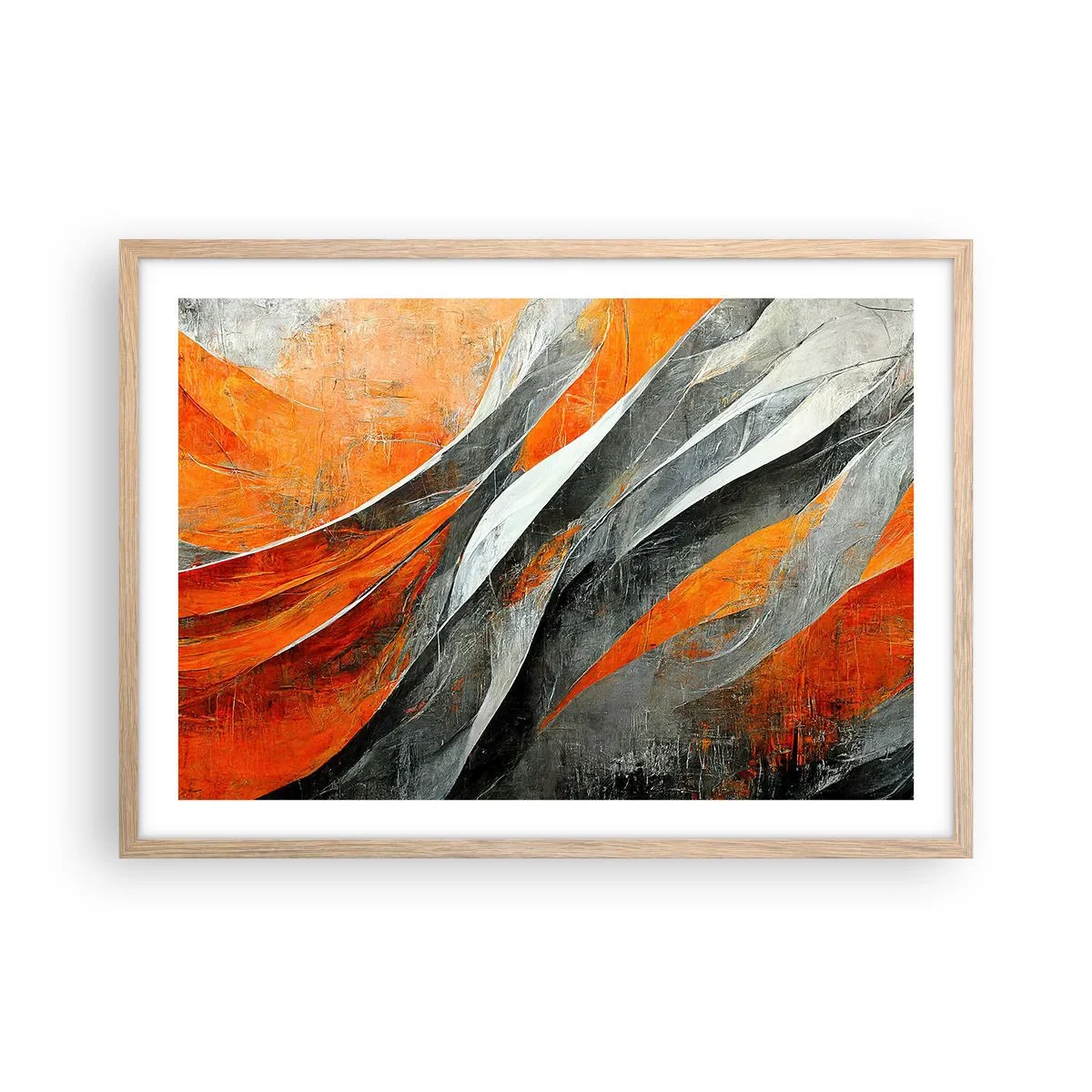 Pôster com moldura de carvalho claro - Calor e frio - 70x50 cm