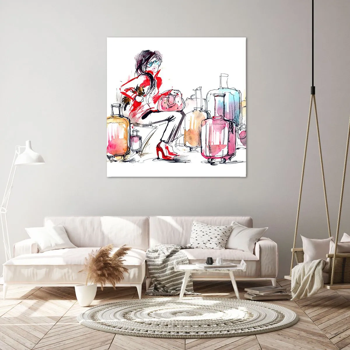 Quadro em tela - Vamos sentar antes da viagem - 40x40 cm