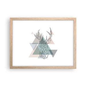 Pôster com moldura de carvalho claro - Numa floresta geométrica - 40x30 cm