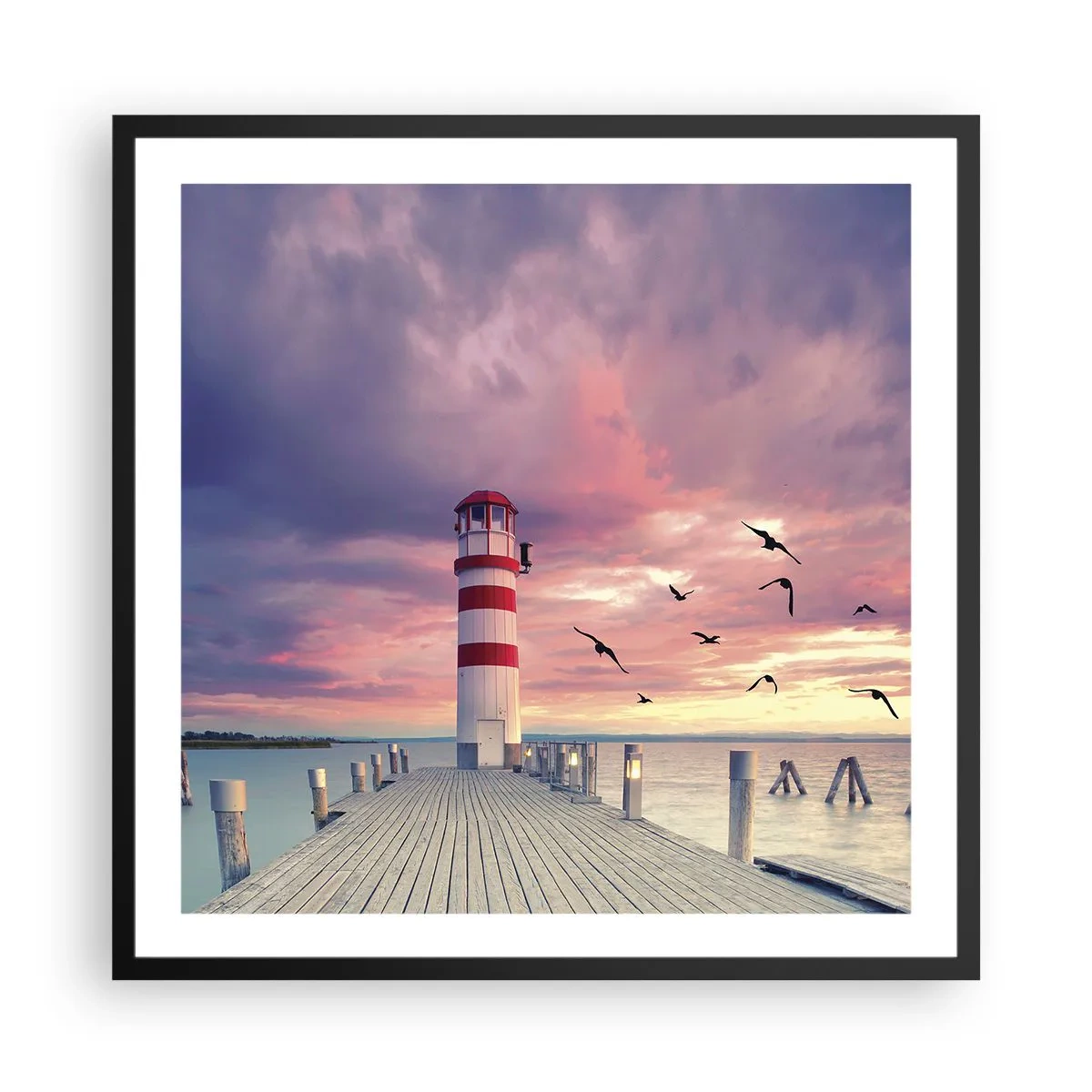 Pôster com moldura preta - Hora de ir ao porto - 60x60 cm