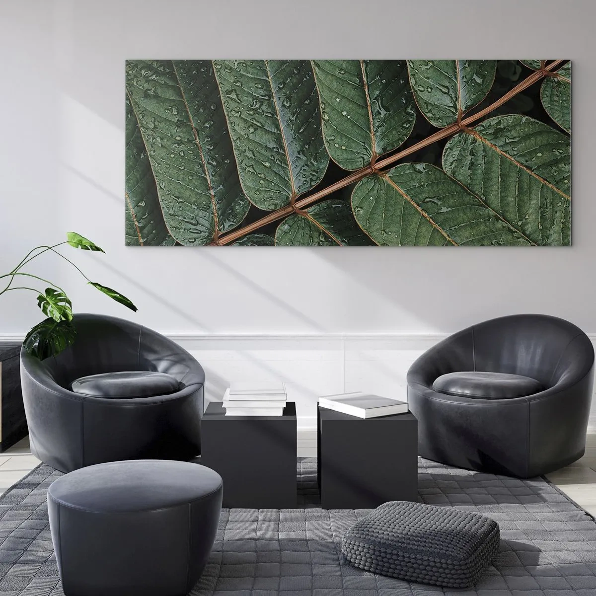 Quadro em vidro - Num ritmo verde - 100x40 cm
