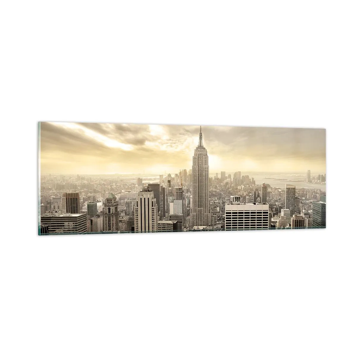 Quadro em vidro - Nova Iorque em tons de cinza - 90x30 cm