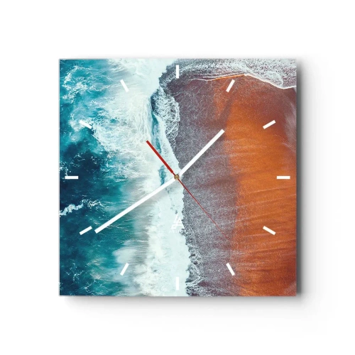 Relógio de parede - Relógio em vidro - Toque do oceano - 30x30 cm