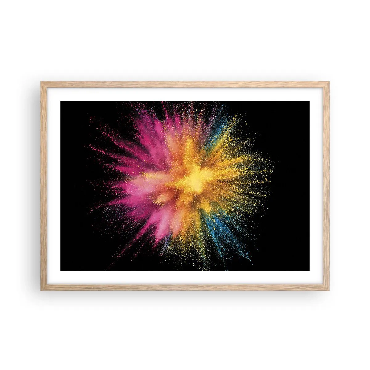Pôster com moldura de carvalho claro - O nascimento das cores  - 70x50 cm