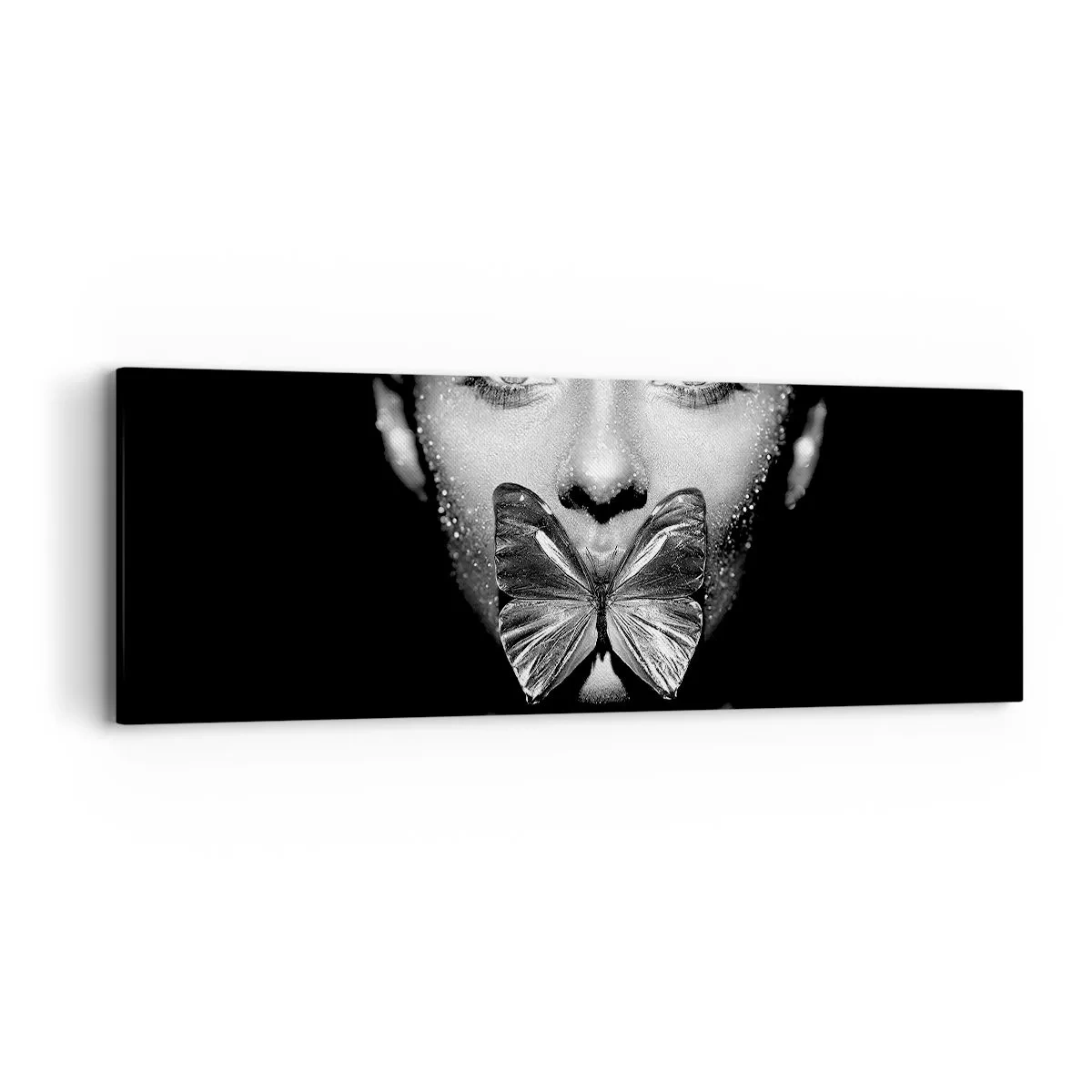 Quadro em tela - O beijo da borboleta - 90x30 cm