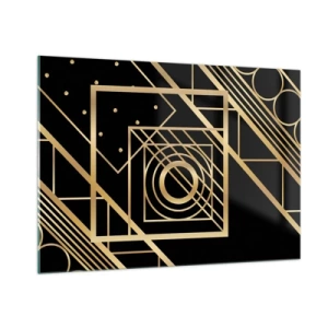 Quadro em vidro - Geometria dourada - 100x70 cm