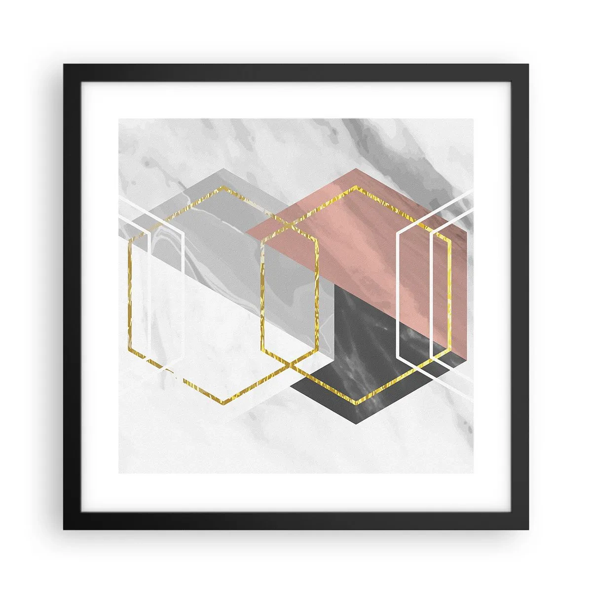 Pôster com moldura preta - Composição em cadeia - 40x40 cm