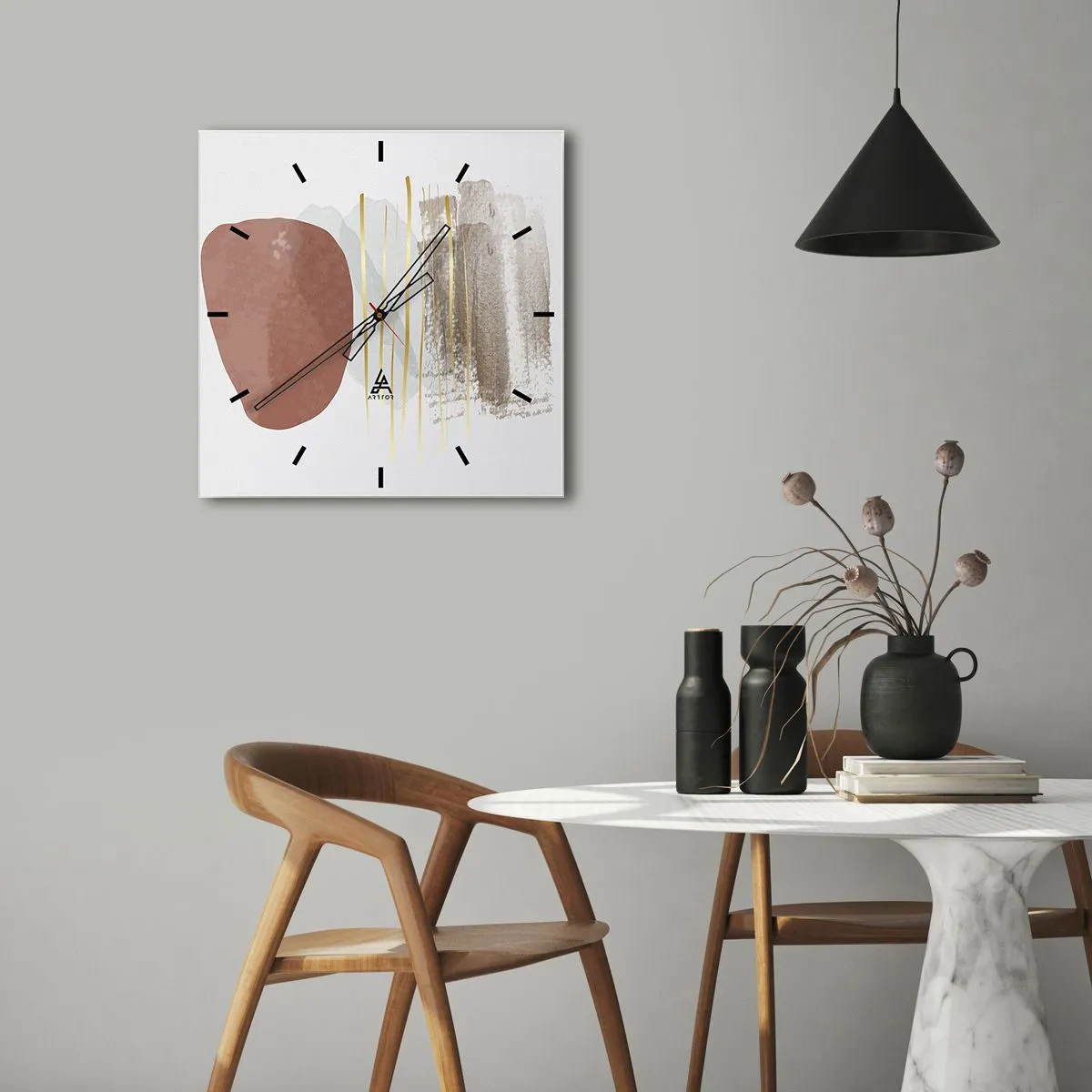 Relógio de parede - Relógio em vidro - Colunata abstrata - 40x40 cm