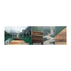 Amostra de papel de parede Premium Sand - Rochas orgulhosas  - Paisagem, Montanhas, Lago - 100x30 cm