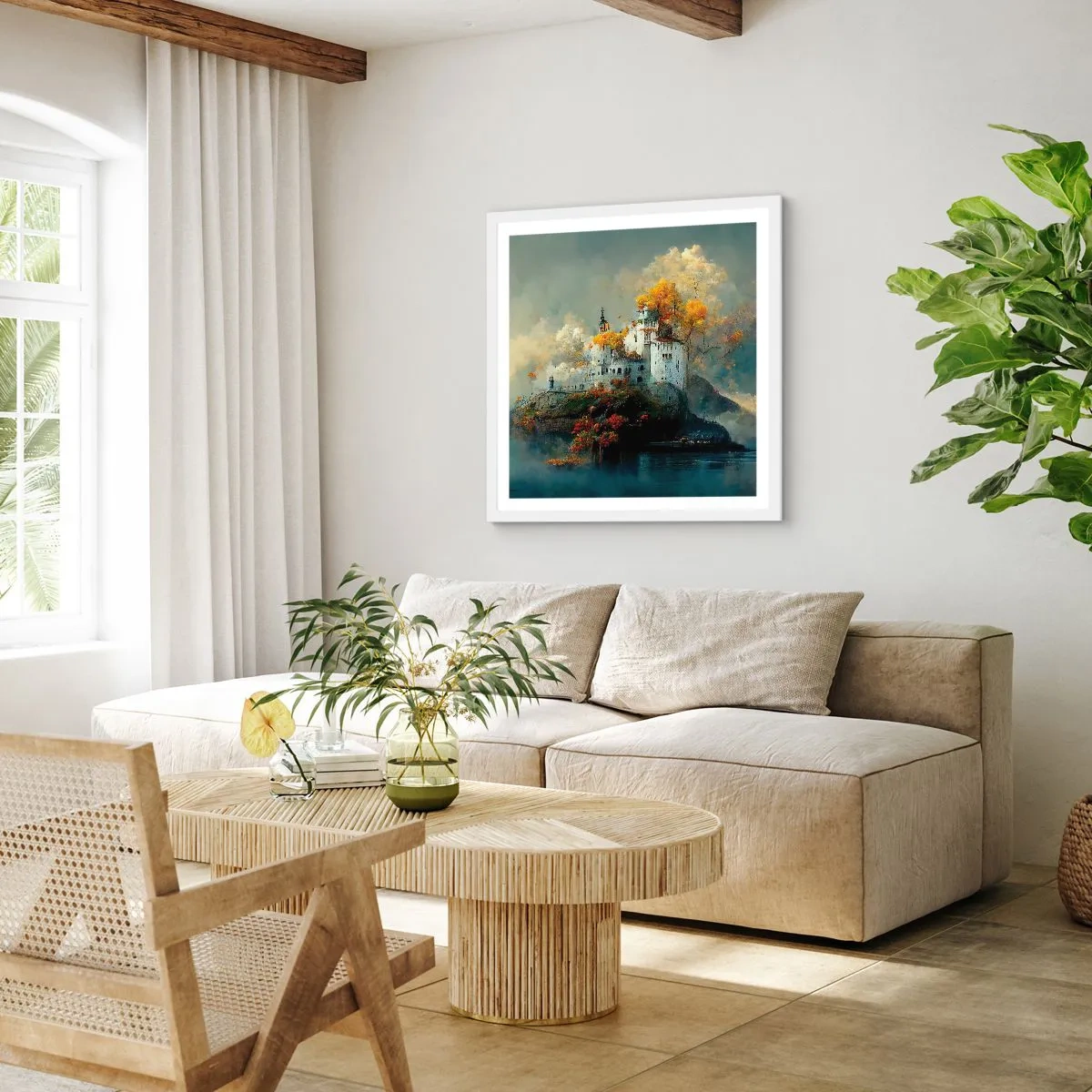 Pôster em moldura branca - O começo de uma história romântica - 40x40 cm