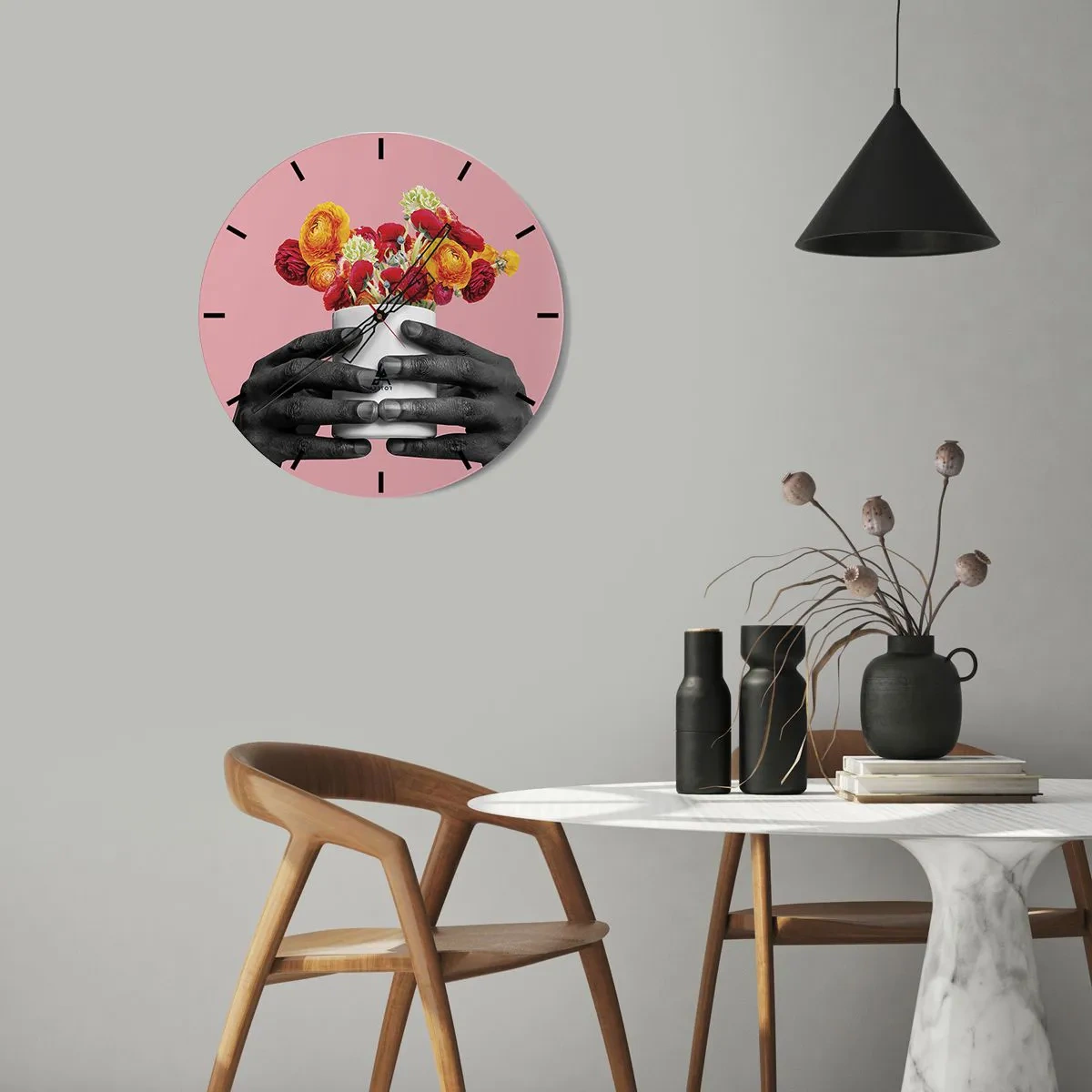 Relógio de parede - Relógio em vidro - A apoteose da vida - 40x40 cm