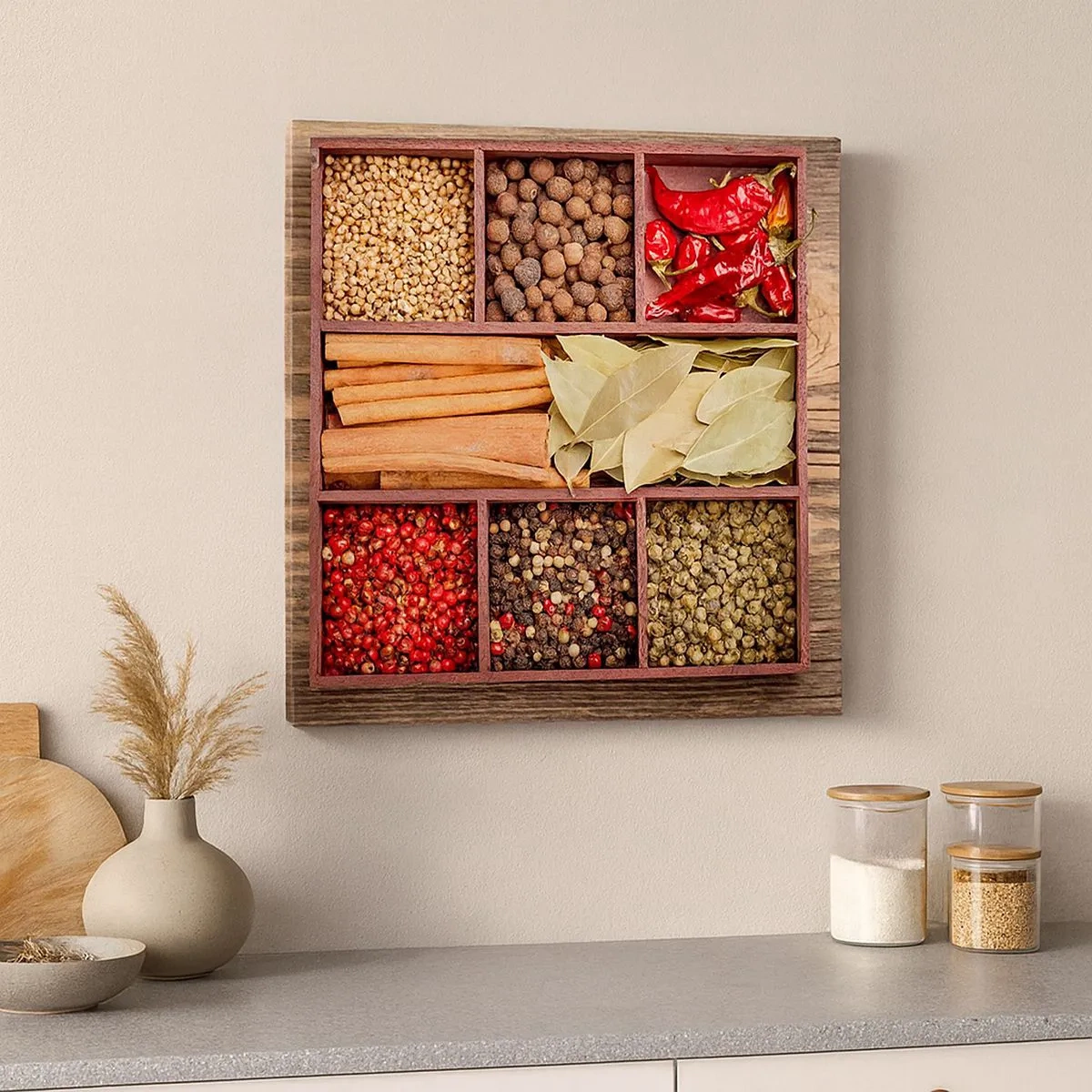 Quadro em tela - Ordem das formas, um ramo de aromas - 30x30 cm