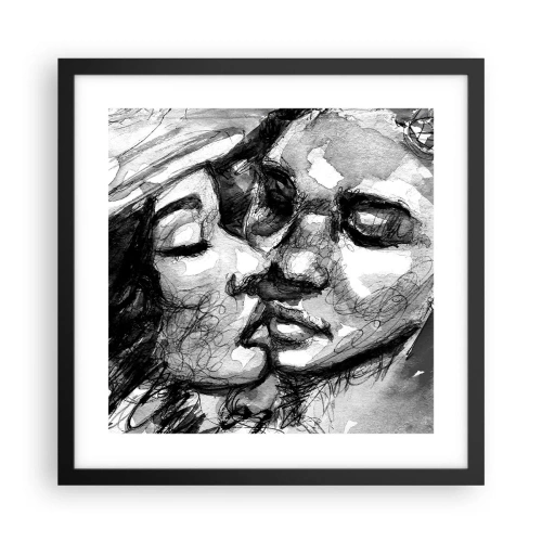 Pôster com moldura preta - Um momento de ternura - 40x40 cm