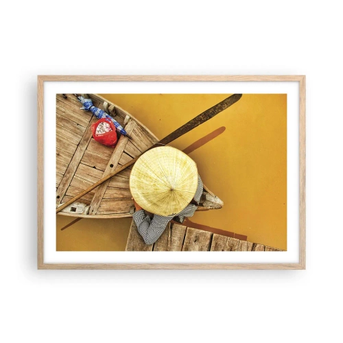 Pôster com moldura de carvalho claro - A vida no rio amarelo - 70x50 cm