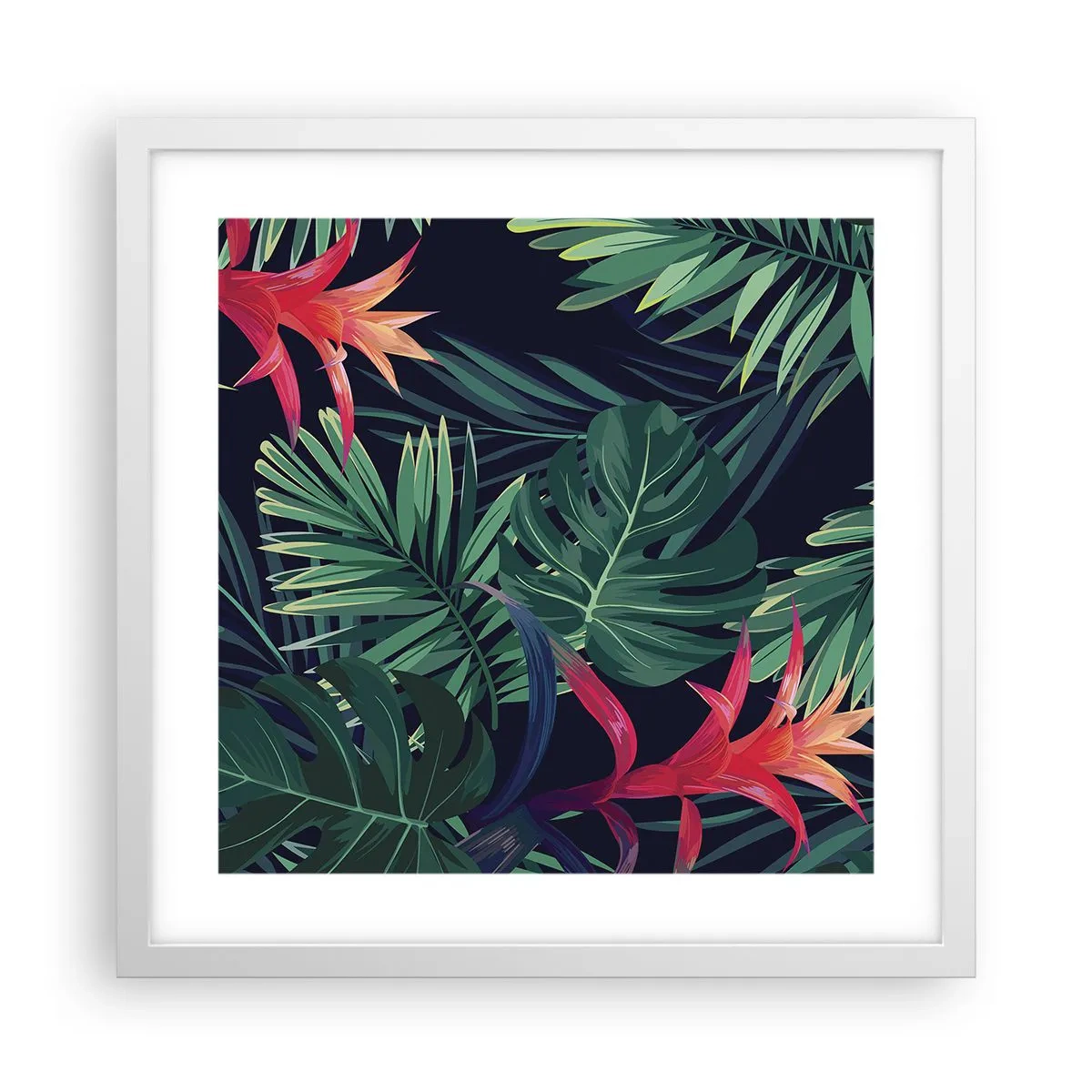 Pôster em moldura branca - Queimar em verde - 40x40 cm