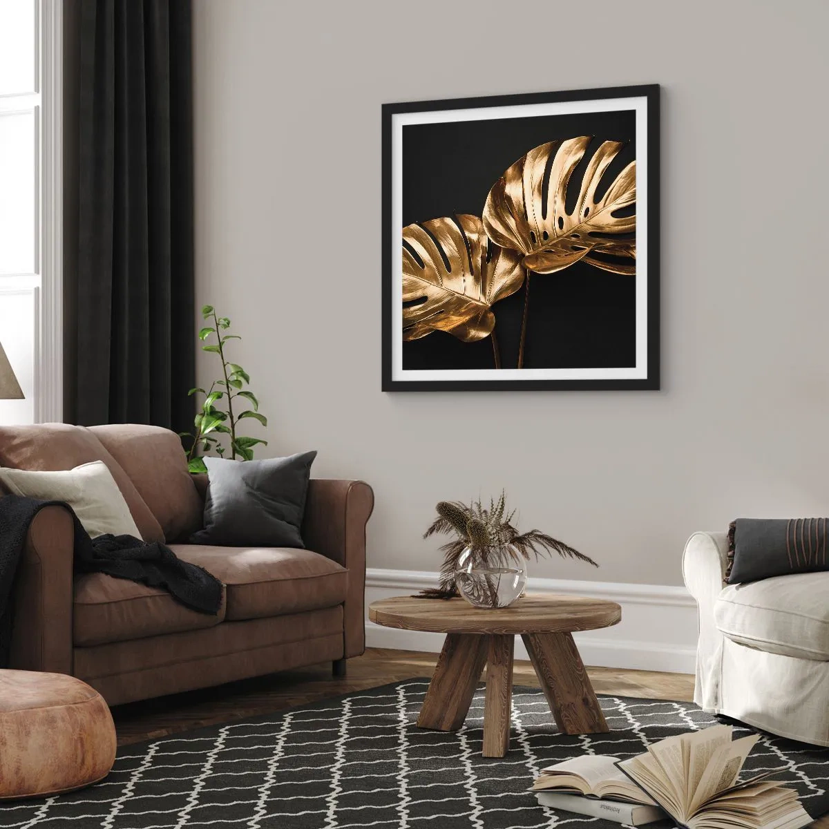 Pôster com moldura preta - Tesouros da natureza - 40x40 cm