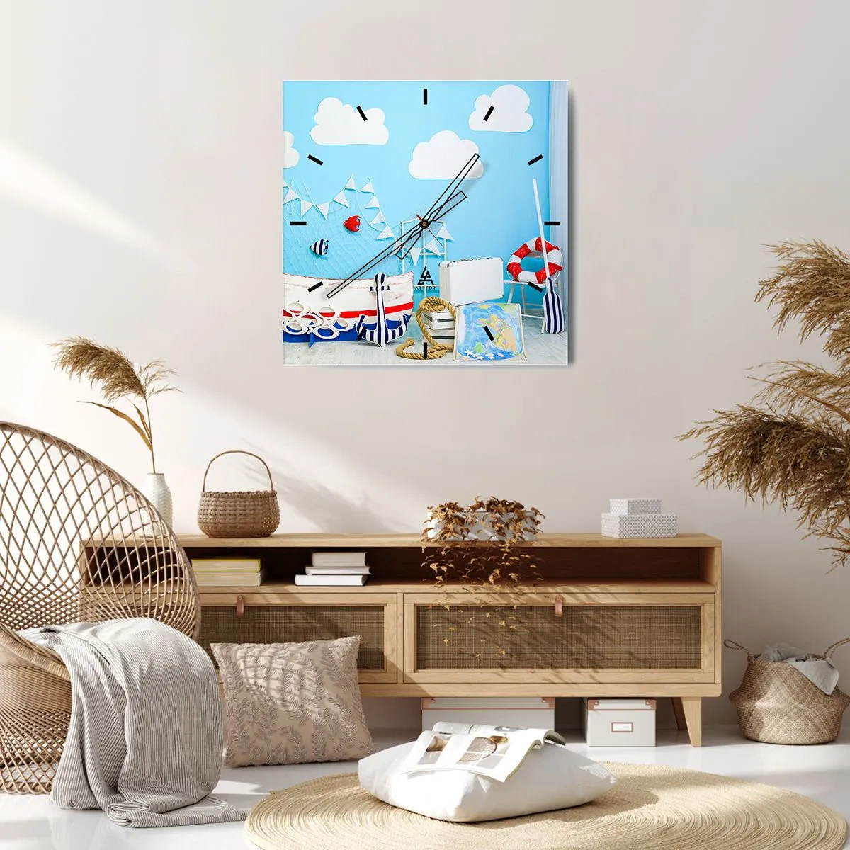 Relógio de parede - Relógio em vidro - Saudade infantil da aventura - 40x40 cm