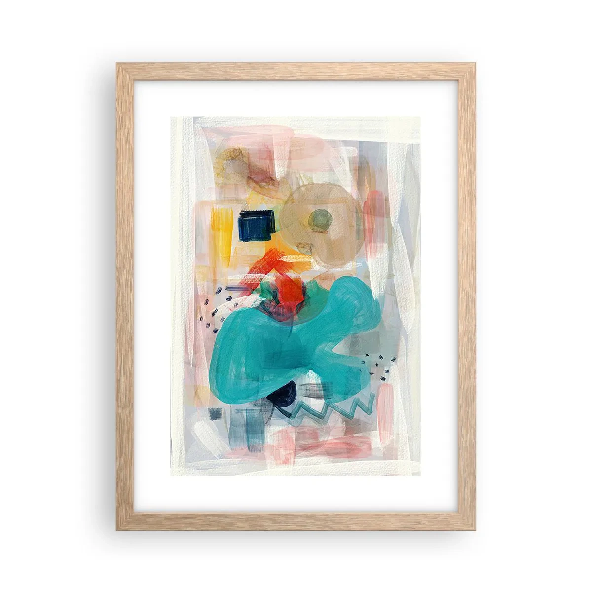 Pôster com moldura de carvalho claro - Jogo colorido - 30x40 cm