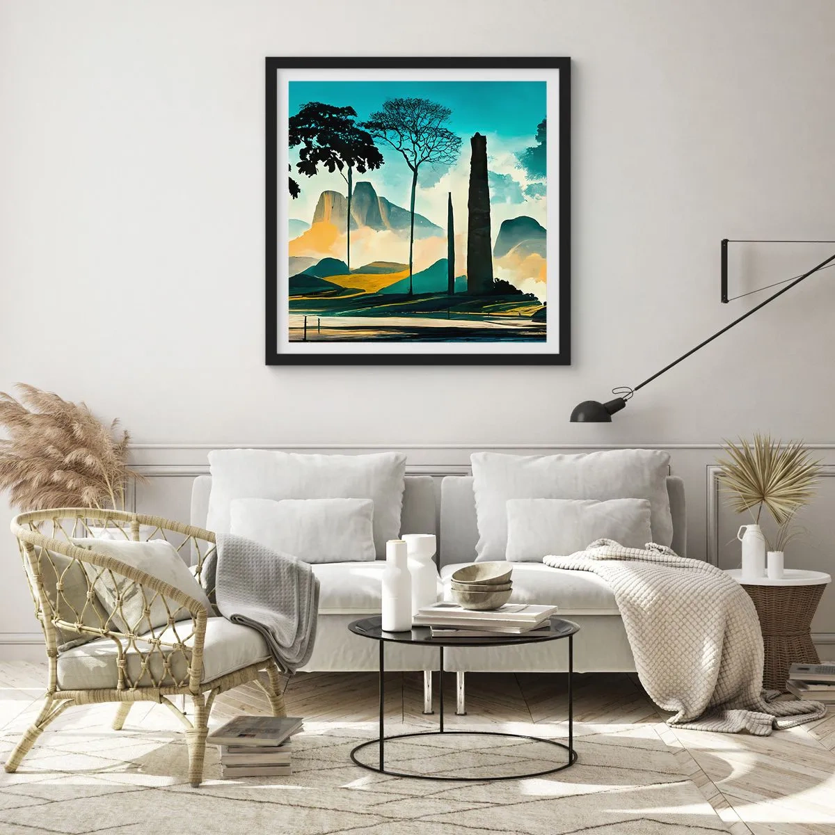 Pôster com moldura preta - Cada vez mais alto - 60x60 cm