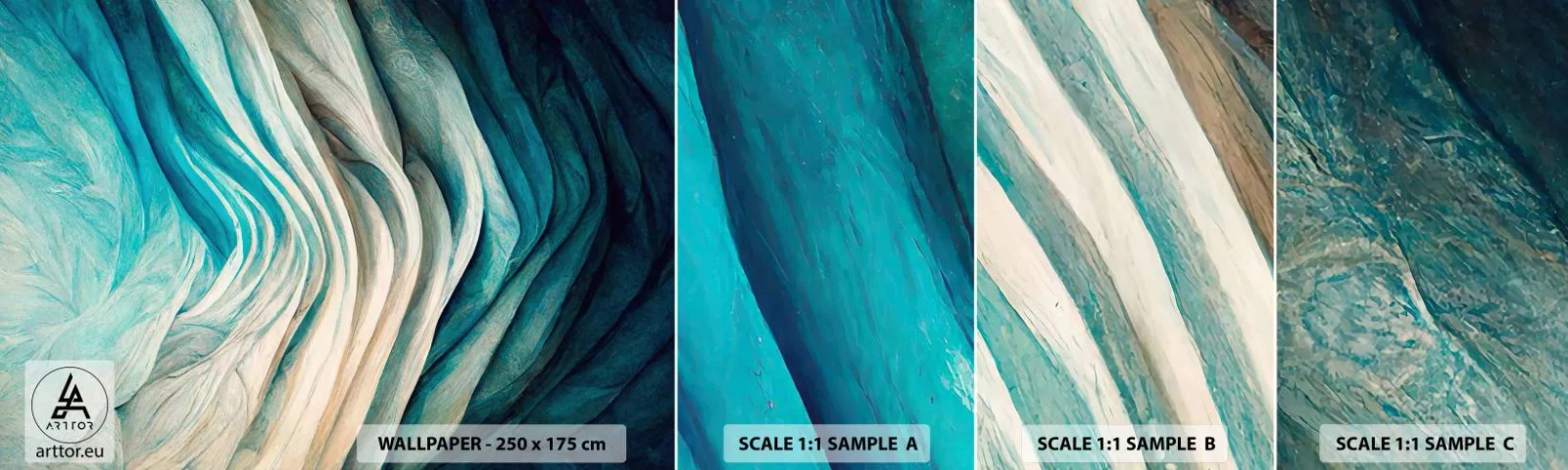 Amostra de Papel de Parede Standard Eco - Insaciabilidade azul - Pedaço, 3D, Abstração - 100x30 cm