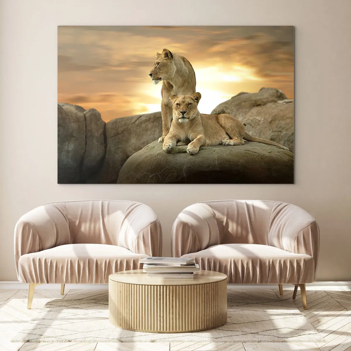 Quadro em vidro - Majestade Real - 70x50cm - Majestade real - Decoração de parede moderna para a sala de estar e quarto ARTTOR