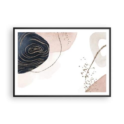 Pôster com moldura preta - Tudo flui - 100x70 cm