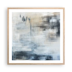 Pôster com moldura de carvalho claro - Atrás da cortina azul - 60x60 cm