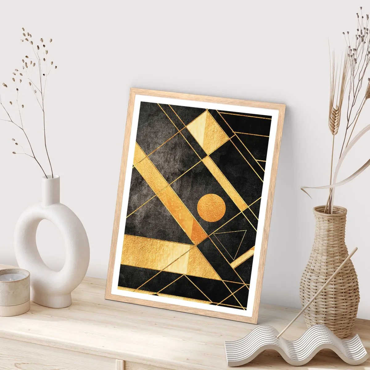 Pôster com moldura de carvalho claro - Sol do Deserto - 50x70 cm