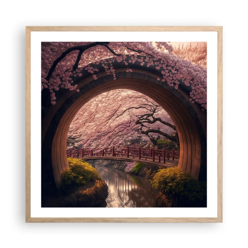 Pôster com moldura de carvalho claro - Primavera japonesa - 60x60 cm