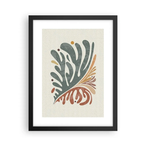 Pôster com moldura preta - Folha multicolorida - 30x40 cm