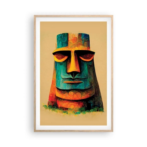 Pôster com moldura de carvalho claro - Escultórico e simpático - 61x91 cm