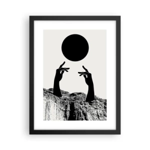 Pôster com moldura preta - Composição surrealista: o sol e o resto - 30x40 cm