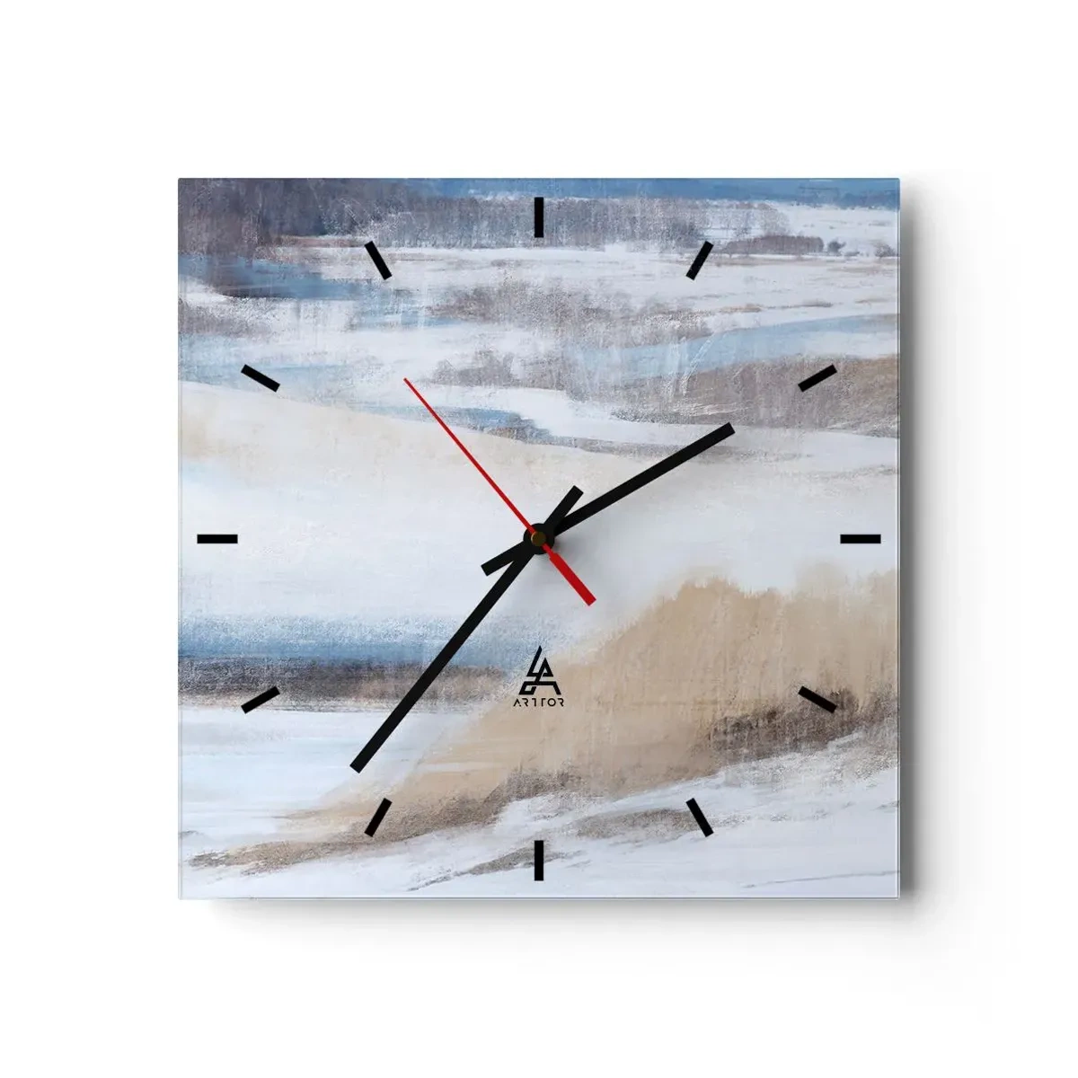 Relógio de parede - Relógio em vidro - Composição de inverno - 30x30 cm