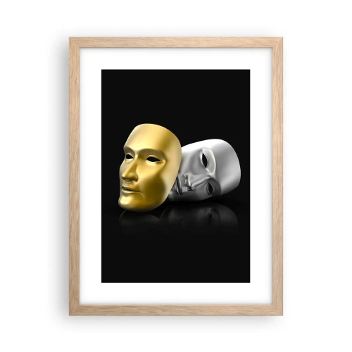 Pôster com moldura de carvalho claro - A vida é um teatro - 30x40 cm