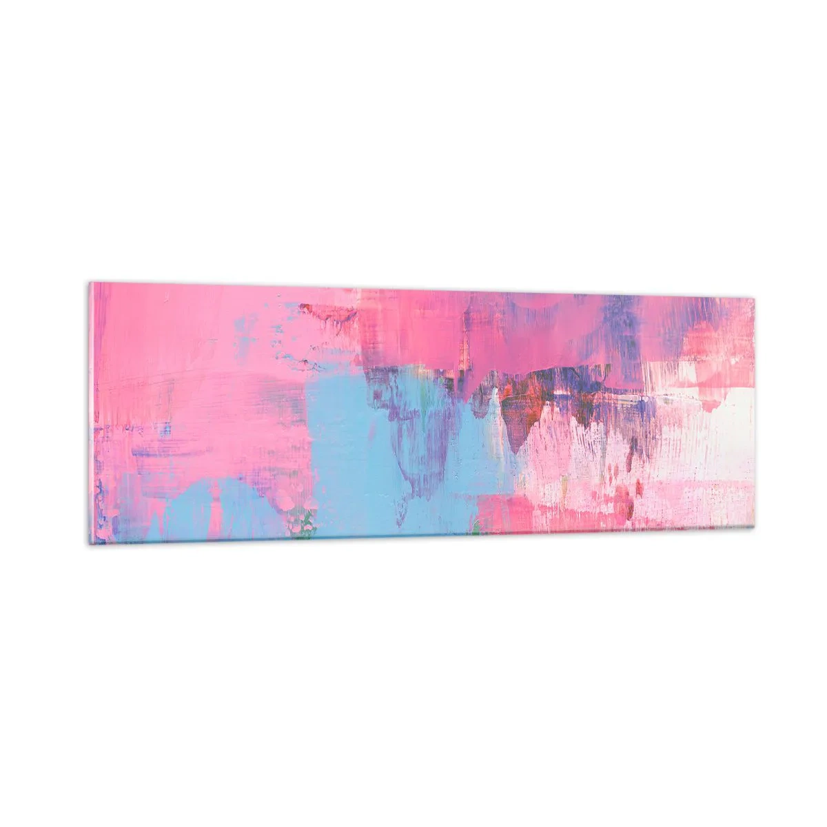 Quadro em vidro - Rosa, azul e uma pitada de luz - 90x30 cm